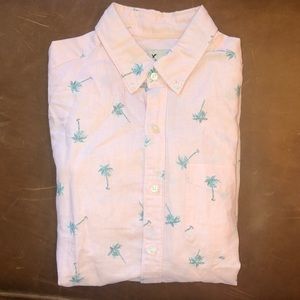 American eagle pink button-down with palm trees